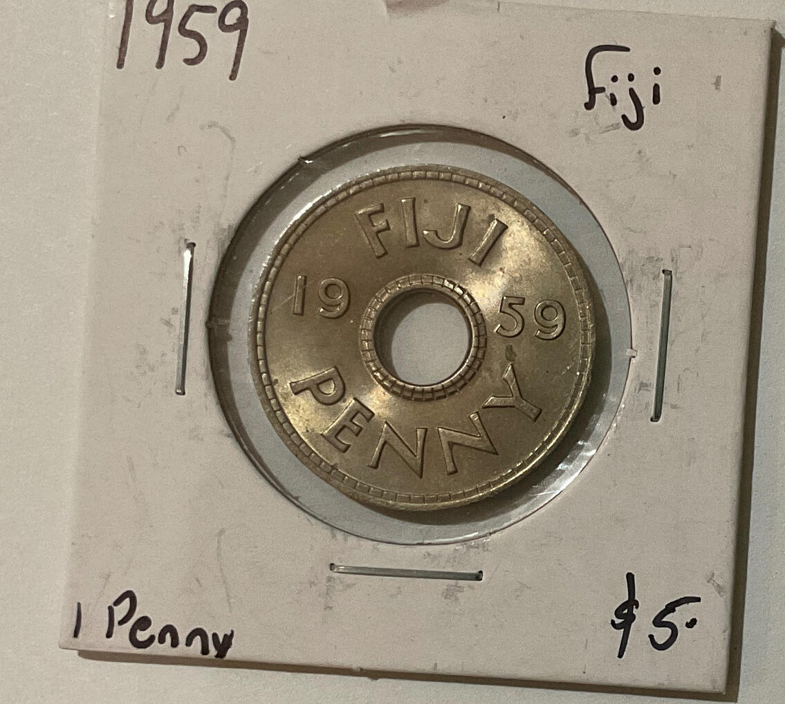 1959 one penny with a hole in it